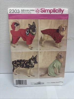 SIMPLICITY SEWING PATTERN 2303, XL SIZE DOG COATS, UNCUT - Image 1 of 2