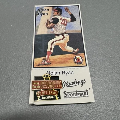 Prendedor y tarjeta de recuerdo Nolan Ryan Anaheim Angels 3rd No Hitter. 28 de septiembre de 1974 Foto 1 de 3
