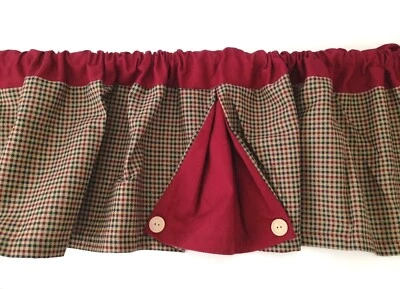 Conjunto de 2 valências xadrez Country Gingham marrom e bronzeado botão xadrez plissado  - Imagem 1 de 4