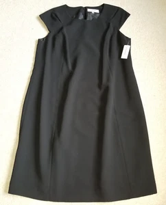 NWT Womens Dress-JONES STUDIO-black crepe sheath lined cap sleeve -16W - Picture 1 of 5