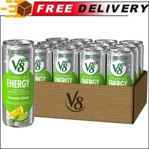 12-Pack V8 Sparkling +Energy, Healthy Energy Drink, Lemon Lime, 11.5 oz - Picture 1 of 12