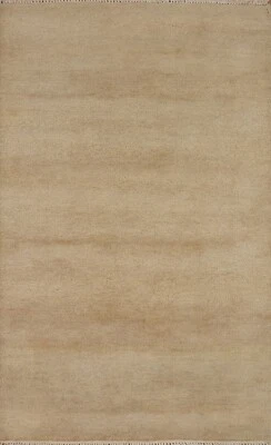 Beige Solid Gabbeh Modern Hand-knotted Oriental Area Rug 4'x6' Home Decor Carpet - Image 1 of 4