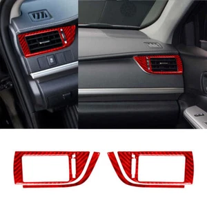 For Toyota Camry 12-14 Red Carbon Fiber Interior Side Air Vent Outlet Cover Trim - Picture 1 of 13