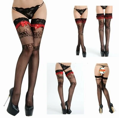 NUEVO Mujeres Sexy Fiesta Red de Pesca Medias Negras Hasta el Muslo Medias Medias Medias  Foto 1 de 4