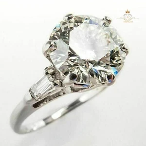 2.50 Carat Round Cut Moissanite Solitaire Engagement Ring Solid 14K White Gold - Picture 1 of 10