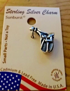 3D 16x10x6mm Horse Cut back Saddle Tack Sterling Silver Charm - Picture 1 of 5
