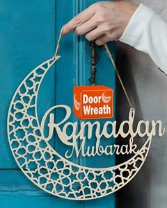 Ramadan Wreath (12In) Ramadan Mubarak Sign - Ramadan Decorations for Home 2025 - Picture 1 of 4
