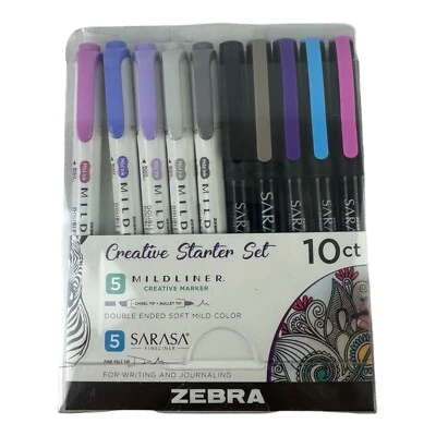 Zebra креативный набор ручек, Sarasa Fineliner, маркеры Mildliner, 10/Pk, (ZEB10015 - Изображение 1 из 2