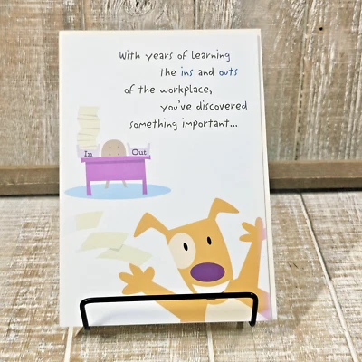 Leanin Tree Retirement Greeting Card Dog Cartoon Congratulations Blue Purple - Image 1 of 4