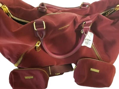 Joy & Iman Luxe Velvet Leather Red Duffel Travel Bag Overnight Luggage NWOT - Image 1 of 3