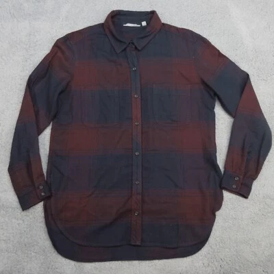 Camisa de franela con botones Athleta para mujer mediana roja con cuello bolsillos suave ligera Foto 1 de 4