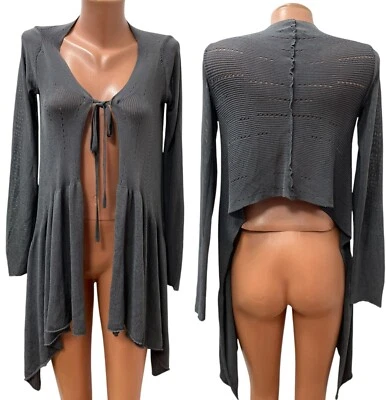 Cardigã longo cinza tamanho P/M/tamanho único assimétrico Sarah Pacini - Imagem 1 de 4