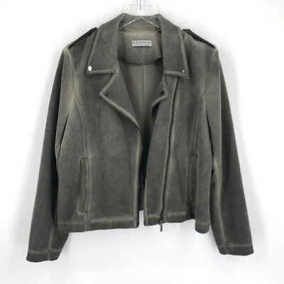 Женская замшевая куртка Bagatelle Collection из искусственной кожи XL серая зеленая на молнии - Изображение 1 из 4