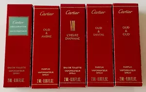 CARTIER 5 Spray Samples Oud & Oud, Ambre, Santal, 3 EDP & 2 EDT 0.06 fl oz / 2ml - Picture 1 of 4