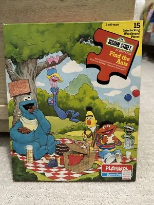 Rompecabezas raro vintage 1983 Plaza Sésamo Find The Ants Playskool en caja Foto 1 de 4