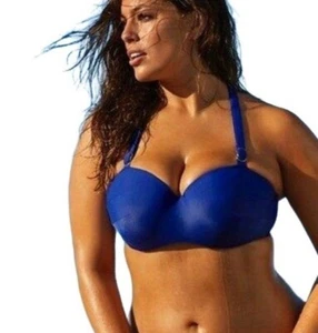 Costume da bagno bikini Lane Bryant Cacique all'uncinetto posteriore a T 40D cinturino regolabile blu - Foto 1 di 5