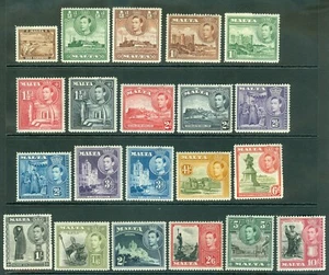 SG 217-231 Malta 1/4 bis 10/- Set 21. Sehr leicht montiert postfrisch KAT 75£ - Bild 1 von 1