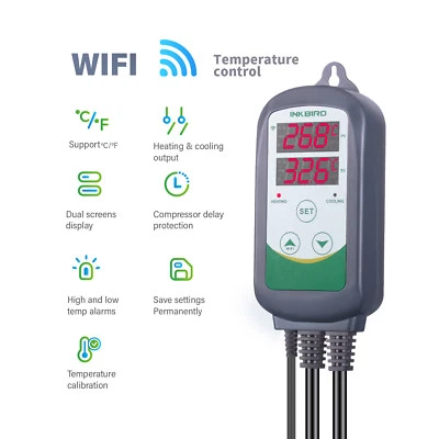 Inkbird ITC-308 WIFI Digitaler Temperaturregler AuslassThermostat 2 Stufig Probe - Bild 1 von 4