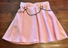 Hot Topic Pink Skirt Black Chain Pink O-Chain Skater Flare Size SM