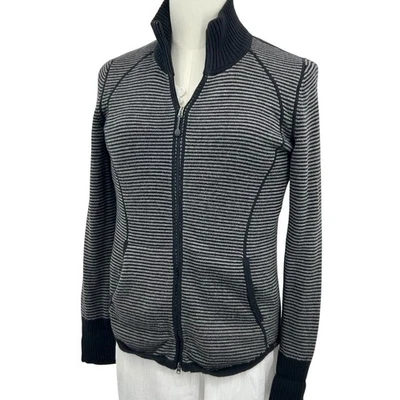 Cárdigan Suéter Eddie Bauer Wms Rayas Cremallera M Mezcla Algodón Náutico Preppy Foto 1 de 4