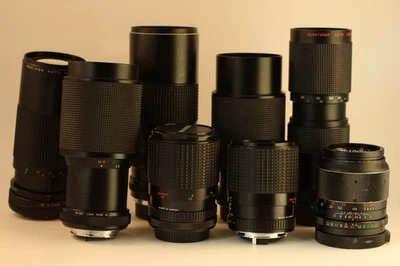 Assorted lenses for Canon FD, Minolta MD, P/K, and KA mounts - Image 1 of 4