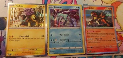 Raikou Suicune Entei  Pokemon Legendary Dogs HOLOS 3 Card Complete Set  NM - Image 1 of 2