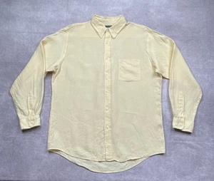 Vintage J Crew Linen Shirt Men M Yellow Oarsman Lightweight Summer Preppy - Picture 1 of 13