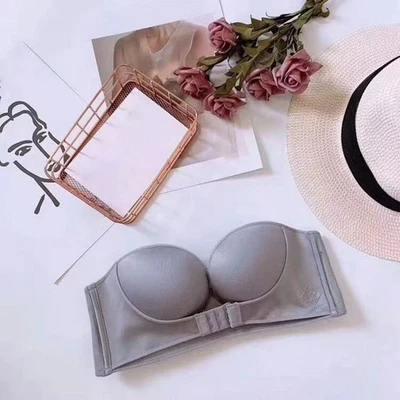 Ropa interior sin costuras para mujer Sujetador con cierre frontal Diseño push up y sin tirantes Foto 1 de 4