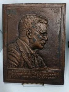 Theodore Roosevelt 1920 Bronze Plaque By James Earl Fraser - Picture 1 of 7