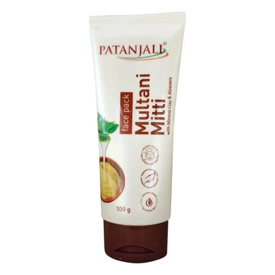 Paquete facial de arcilla completa Patanjali Multani Mitti 100 g para control de aceite de acné de espinillas Foto 1 de 2