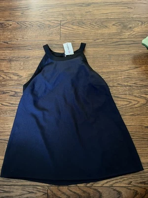 19 Cooper By Buckle XS Halter Top Azul Marino Negro Ribete Recorte Espalda Forrado Foto 1 de 4