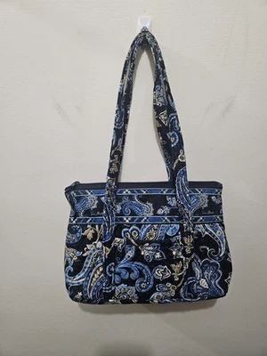 Vera Bradley Retired Windsor Navy 2006 Double Strap Shoulder Handbag Zip Purse - Image 1 of 4