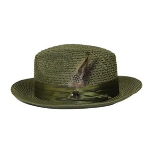 Men's Summer Spring Braid Straw style Hat by BRUNO CAPELO JULIAN JU908 Olive - Picture 1 of 4