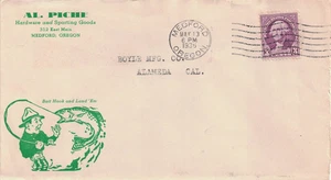 1936 Medford, Oregon Cover w Classic Sporting Goods / Fishing Advertising Cachet - Bild 1 von 1