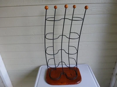 Vintage Black Wave CD Storage Tower Steel Wire Wood Rack Holds 108 - Image 1 of 4