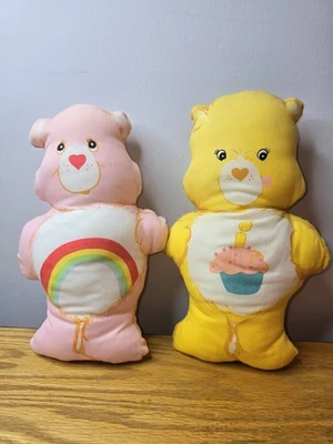 Vintage Hand Stiched Birthday & Cheer Pillow Stuffed Care Bears 1980s - Image 1 of 4