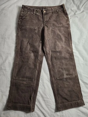 Carhartt Double Knee Canvas Pants Womens Size 8 Short Dark Brown 100681 201 EUC - Image 1 of 4