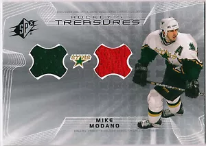 CAMISETAS USADAS MIKE MODANO 2001 SPx HOCKEY TREASURES DUAL 2 COLORES JUEGO - Imagen 1 de 1