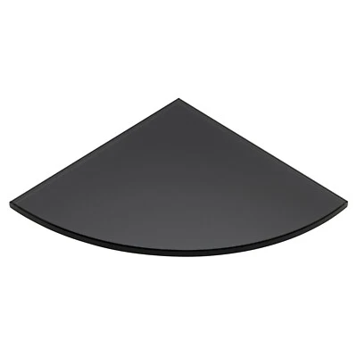 PRO SAFE GLASS 6 x 6 Quarter Circle GRAY Corner Tempered Glass Shelf - Flat Edge - 3/8" thick