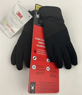 Spyder Core Conduct 黑色手套触摸屏兼容皮革 Palm S M L XL — 第 1/4 张图片