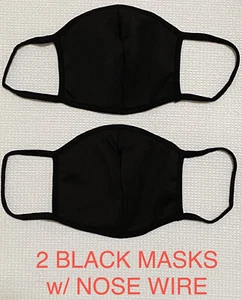5 X BLACK Face Mask Washable Reusable W/ NOSE WIRE MULTI LAYER Made In USA - Picture 1 of 7