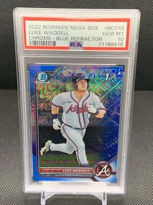 POP 1 - 2022 Bowman Mega Box - Luke Waddell - Blue Mojo Refractor #’d /150 - ATL - Image 1 of 3