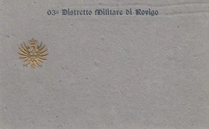 C9073) CARTONCINO ROVIGO 63 DISTRETTO MILITARE STEMMA IN RILIEVO - Bild 1 von 2