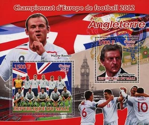 Wayne Rooney Stamp Soccer European Championship 2012 England Sov. Sheet of 2 MNH - Picture 1 of 5
