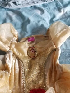 Disney Princess Belle's Gold Hooped Dress Age 4 - 5 - Picture 1 of 4
