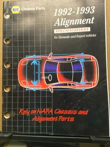 1992-93 NAPA Chassis Parts Catalog Alignment Specifications - Foto 1 di 2