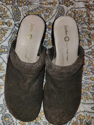 Jambu Marrón Cuero Deportivo Cuña Tacón Grueso Sin Cordones Cali Zueco Confort Zapato 8.5 Foto 1 de 4