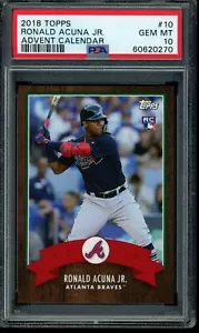 2018 Topps Advent Calendar #10 Ronald Acuna Jr. PSA 10 Gem Mint SP RC Rookie - Picture 1 of 2