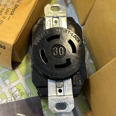 Hubbell HBL3430 TwistLock Single Receptacle 4-wire 30A 120/208VAC Polarized NIB - Image 1 of 4