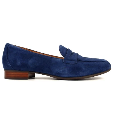 Clarks Loafers Flats Navy Blue Suede Leather Size 5.5 - Image 1 of 4
